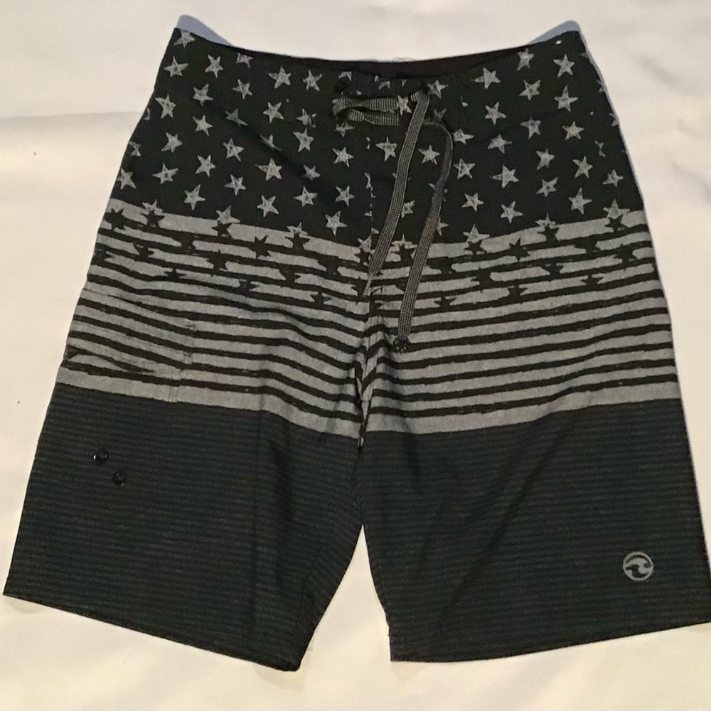 Ocean Current Board Shorts Mens Blue White Stars And Striped Drawstring Size 30‎